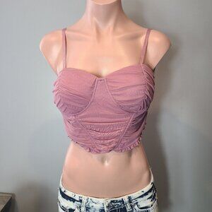 Iris Lavender Ruched Bustier Top Fairycore Cottage Large‎ Wicked Outfit